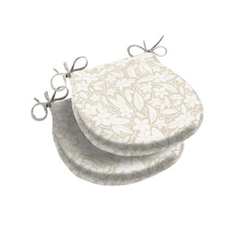Image of Luxury Living Blossom Cream D Shape Seat Pad Pair