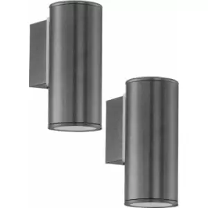 Image of Loops - 2 pack IP44 Outdoor Wall Light Anthracite Zinc Plated Steel 1x 3W GU10