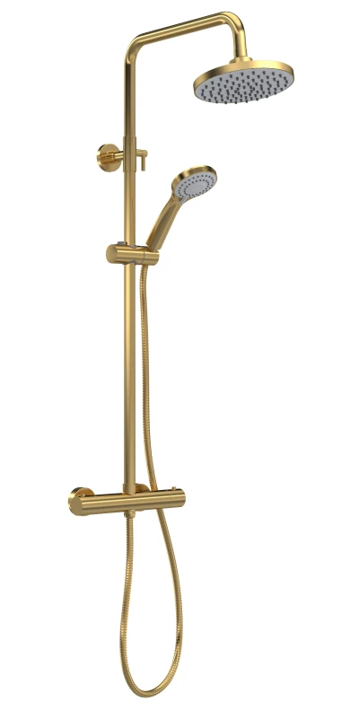 Image of Balterley Thermostatic Shower Kit Fixed HeadAdjustable Handset Brushed Brass Metallics unisex