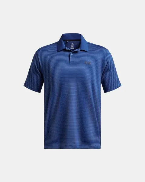 Image of Under Armour Matchplay Stripe Polo Shirt Tech Blue/Horizon Blue M
