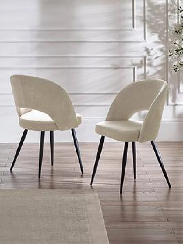 Image of Julian Bowen Julian Bowen Ella Pair of Fabric Dining Chairs - Cream