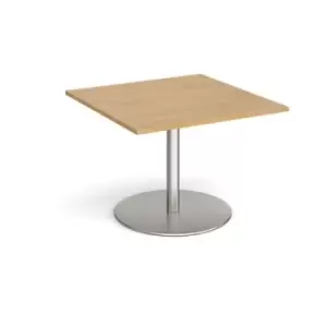 Image of Eternal square extension table 1000mm x 1000mm - brushed steel base and oak top