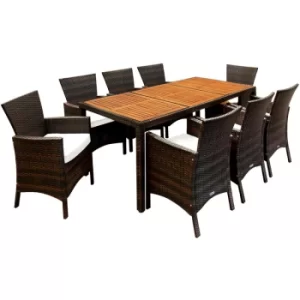 Image of Deuba Garden Furniture Dining Table and Chairs Set 8 Seater Wooden Top Outdoor Patio Acacia Wood
