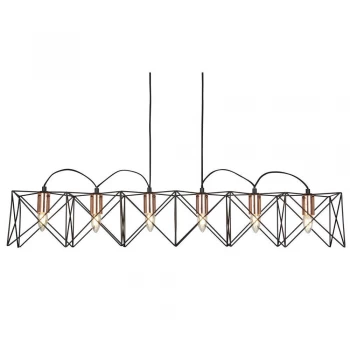 Image of 6 Light Ceiling Pendant Bar Black, Copper, E27