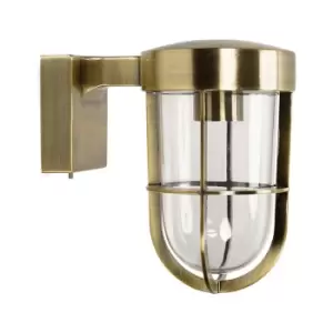 Image of Outdoor / Bathroom Wall Light Fitting Clear Glass Lamp Shade IP44 - Brass - 0