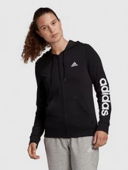 Image of Adidas Essentials Linear Full Zip Hoodie - Black