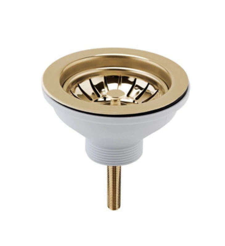Image of Balterley Fireclay Kitchen Sink Basket Strainer Waste Brushed Brass 90mm Bronze