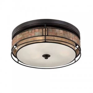 Image of 3 Light Large Flush Mount Ceiling Light Renaissance Copper, E27