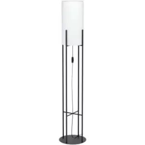Image of Loops - Standing Floor Lamp Light Black & White Fabric 1 x 60W E27 Bulb Living Room