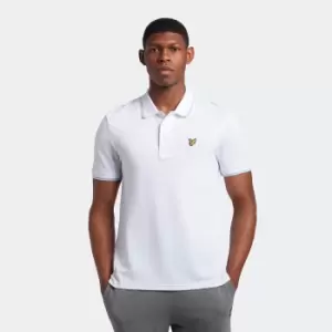 Image of Mens Tipped Polo Shirt - White/Light Blue - S