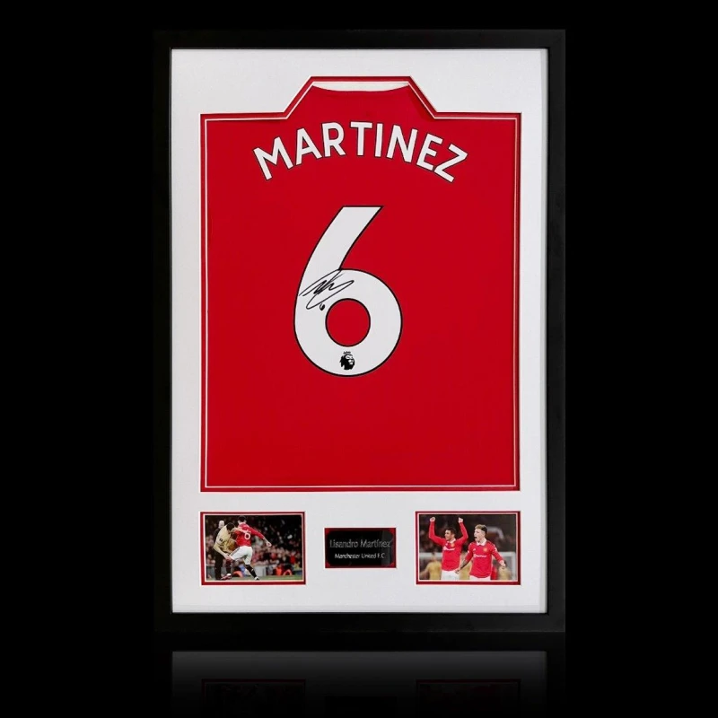 Image of The Fan Cave Lisandro Martinez Signed Manchester United Premium Red unisex 850x600mm