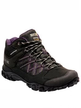 Image of Regatta Edgepoint Waterproof Walking Boot - Black/Purple , Black/Purple, Size 8, Women