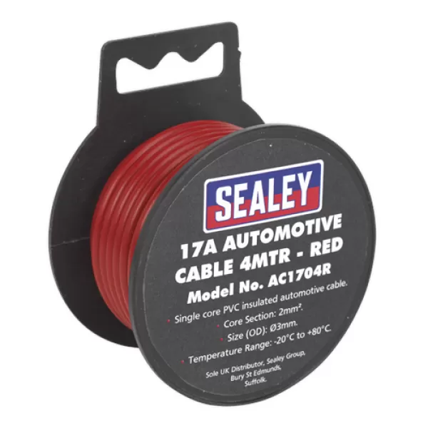 Image of Genuine SEALEY AC1704R Automotive Cable Thick Wall 17A 4mtr Red