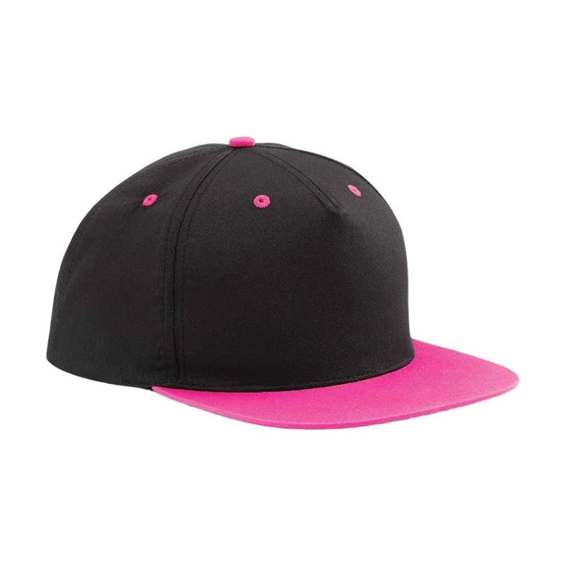 Image of Beechfield Womens Contrast 5 Panel Snapback Cap in True Black True Black Female One Size