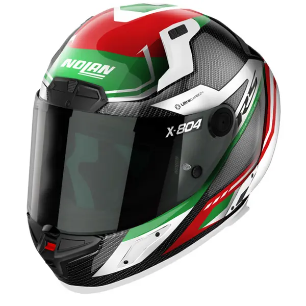 Image of Nolan X-804 RS Ultra Carbon Maven 017 White Red Green Full Face Helmet Size M