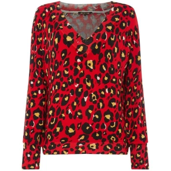 Image of Biba Animal print v-neck jumper - Red