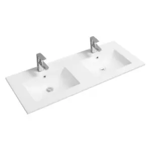 Image of Limoge Thin-edge Ceramic 121Cm Double Inset Basin With Scooped Bowl