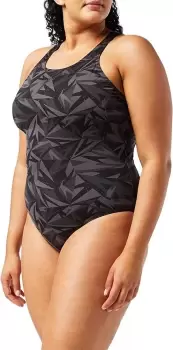 Image of Speedo Hyperboom Allover Medalist Swimsuit Black/Silver 36"