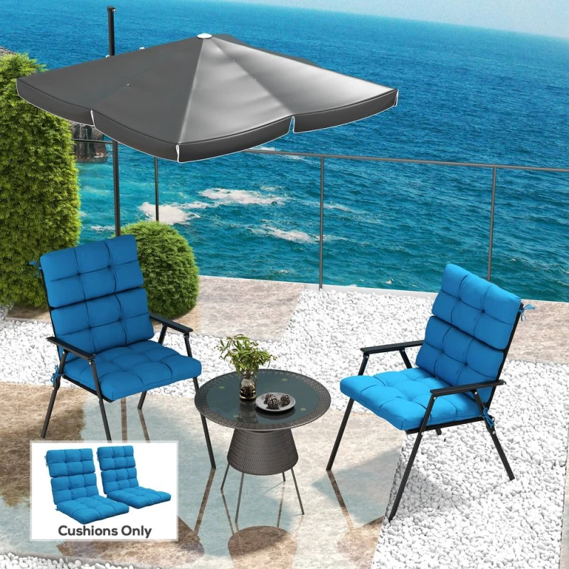 Image of Outsunny Outsunny - 2pc Outdoor Seat Cushions Water Repellent Seat Pads with Backrest and Ties Blue - Blue 5056725511111