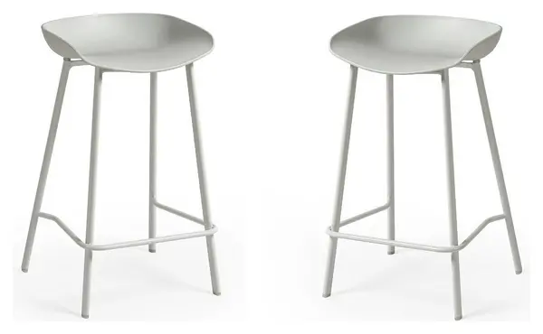 Image of Julian Bowen Julian Bowen Renzo Pair of Metal Bar Stools - Grey