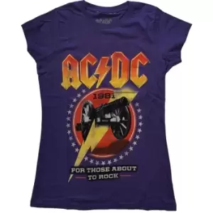 Image of AC/DC - For Those About To Rock '81 Ladies Large T-Shirt - Purple