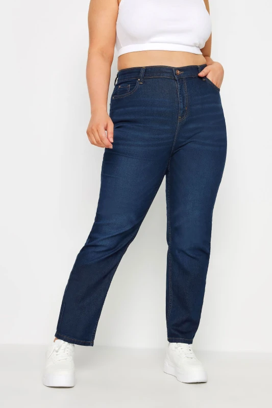 Image of Yours Womens Straight Leg Jeans in Indigo Size: 24L Indigo Female 24L