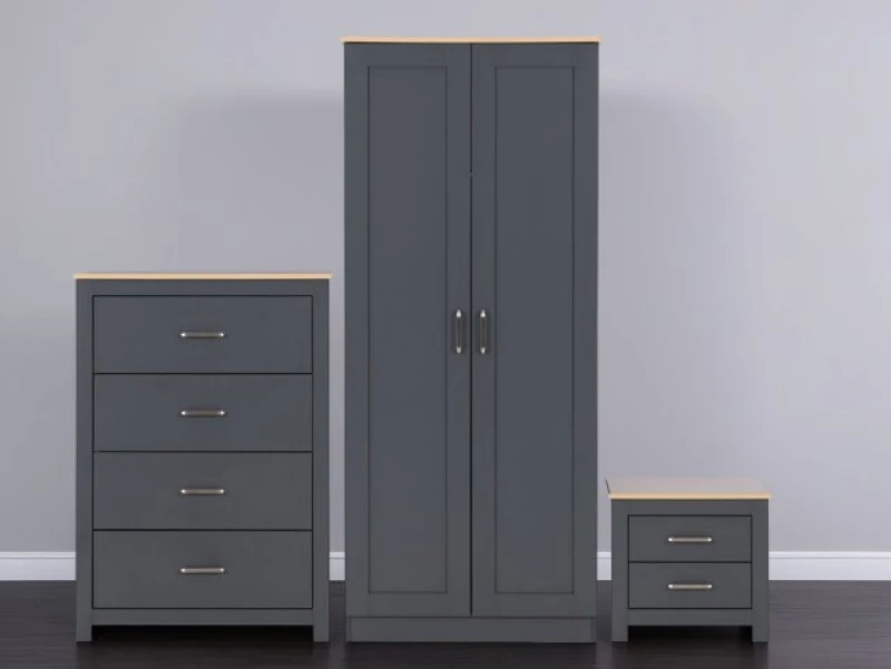 Image of Seconique Portland Grey and Oak 3 Piece Bedroom Furniture Package