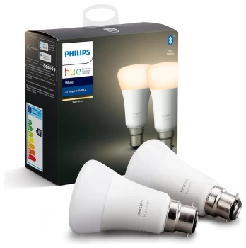 Image of Philips Hue B22 White Smart Bulbs With Bluetooth - 2 Pack