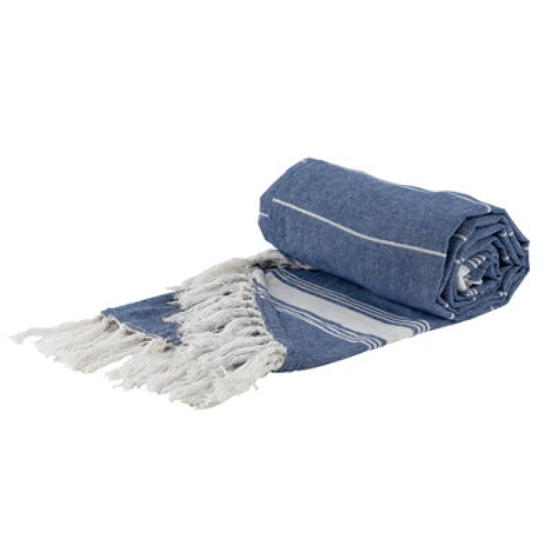 Image of Nicola Spring Round Turkish Cotton Beach Towel - 190Cm - Navy