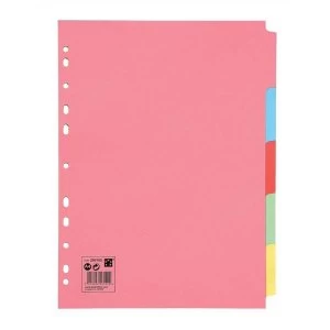 Image of 5 Star Subject Dividers Multipunched Manilla Board 5-Part A4 Assorted