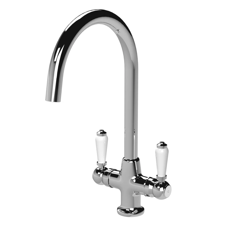 Image of Balterley Traditional Cruciform Two Lever Handle Sink Mixer Tap Chrome Silver