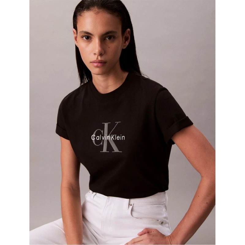 Image of Calvin Klein Jeans Womens CKJ Mono Hero Regular Fit T-Shirt Black female 10 (S)