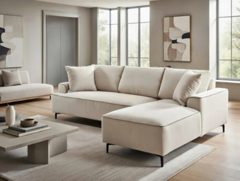 Image of DS Living The Milano Edge 3 Seater Left Hand Corner Sofa in Beige Beige Unisex