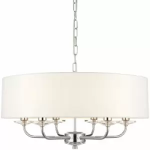 Image of Multi Light Ceiling Pendant 6 Bulb nickel & white Chandelier Large Shade Lamp