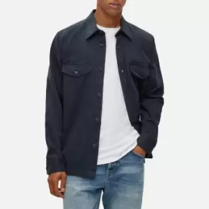 Image of BOSS Orange Mens Lovelock Long Sleeved Shirt - Dark Blue - L