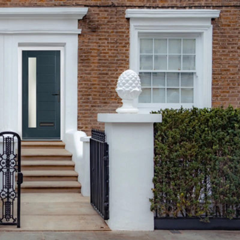 Image of Lacerta Composite Door Monza 7016 Grey 890mm X 2090mm Open In Left Hand Obs Glass 10 Year Guarantee - Free Delivery & Smart Lock