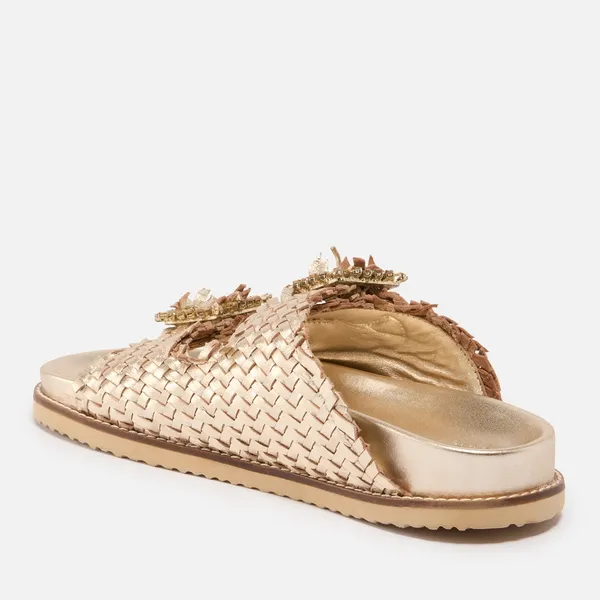 Image of Dune London Womens Lexingtons Woven Slide Sandals - UK 4 Gold Sandals female 79510780017516 4