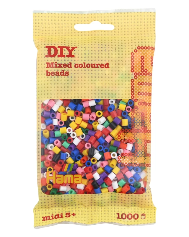 Image of Hama Beads Solid Mix 1000 Beads In A Bag Multi