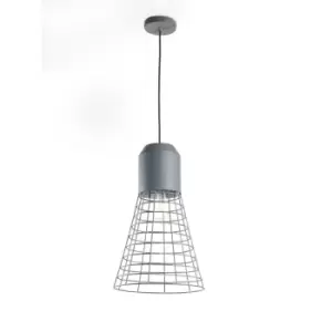 Image of Jerry Wire Frame Pendant Ceiling Light, Urban Grey