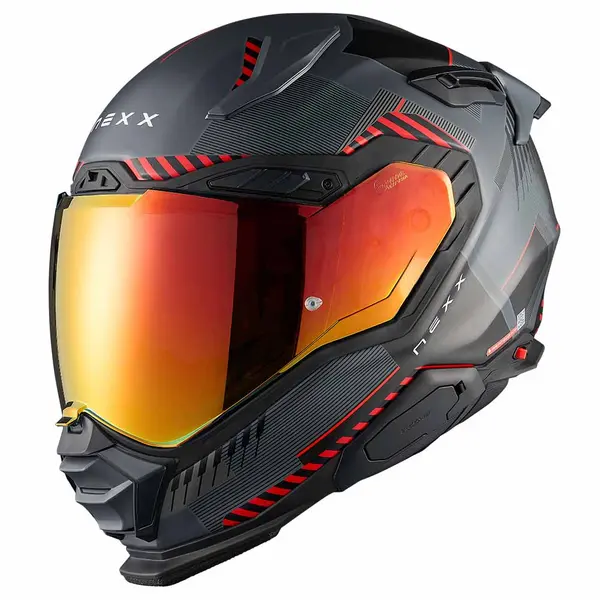 Image of Nexx X.WST3 Fluence Grey Red Matt Full Face Helmet Size S