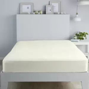 Image of Fusion 100% Brushed Cotton Flannelette Fitted Sheet, Cream, Double
