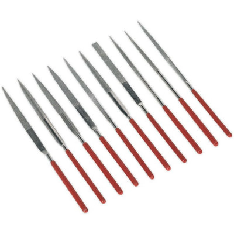 Image of Loops 10 Piece 140mm Diamond Needle File Set - Vinyl Dipped Handles - Precision Files Multi