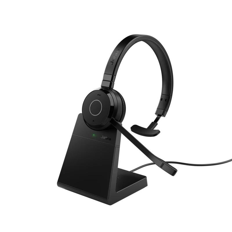 Image of Jabra Evolve 65 TE MS Mono Wireless Headset with Charging Stand Black