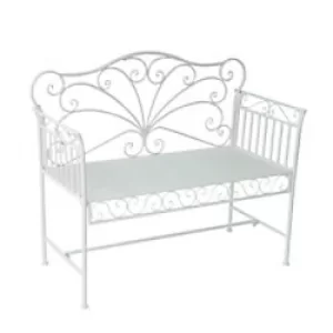 Image of Outsunny Garden Bench 84B-077 Metal Milk White