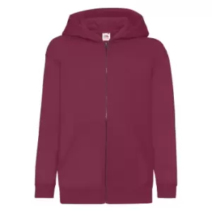 Image of Fruit Of The Loom Childrens/Kids Unisex Hooded Sweatshirt Jacket (7-8) (Burgundy)