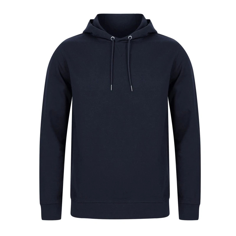 Image of Henbury Mens Brushed Back Fleece Hooded Sweatshirt with Drawcord in Navy Size: XS Navy Male XS