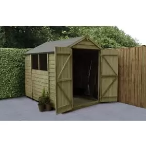 Image of Forest Garden 8 x 6ft Apex Overlap Pressure Treated Double Door Shed