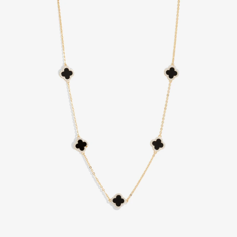 Image of Jon Richard Gold Plated And Jet Station Clover Necklace Gold