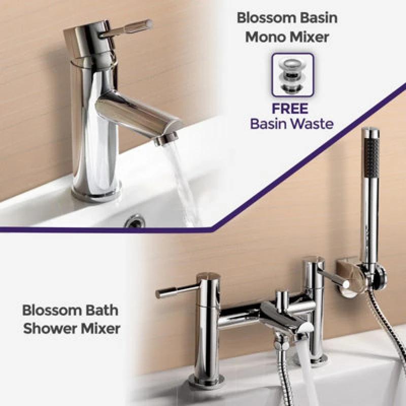 Image of Nes Home Blossom Mono Bath Filler Shower Mixer And Basin Tap