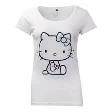 Image of Hello Kitty - Hello Kitty Embroidered Details Womens Medium T-Shirt - White